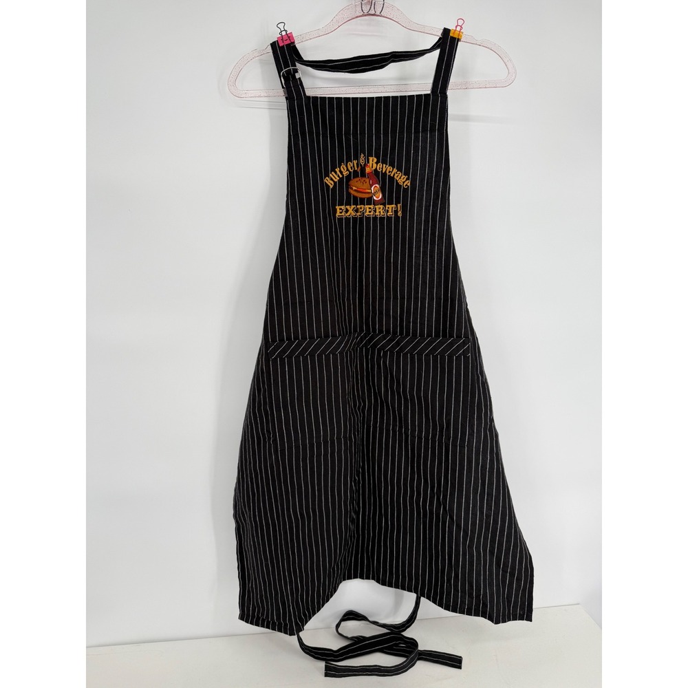 Burger Beverage Expert Black Pinstripe Chef‎ Apron Kitchen Kay Dee Designs